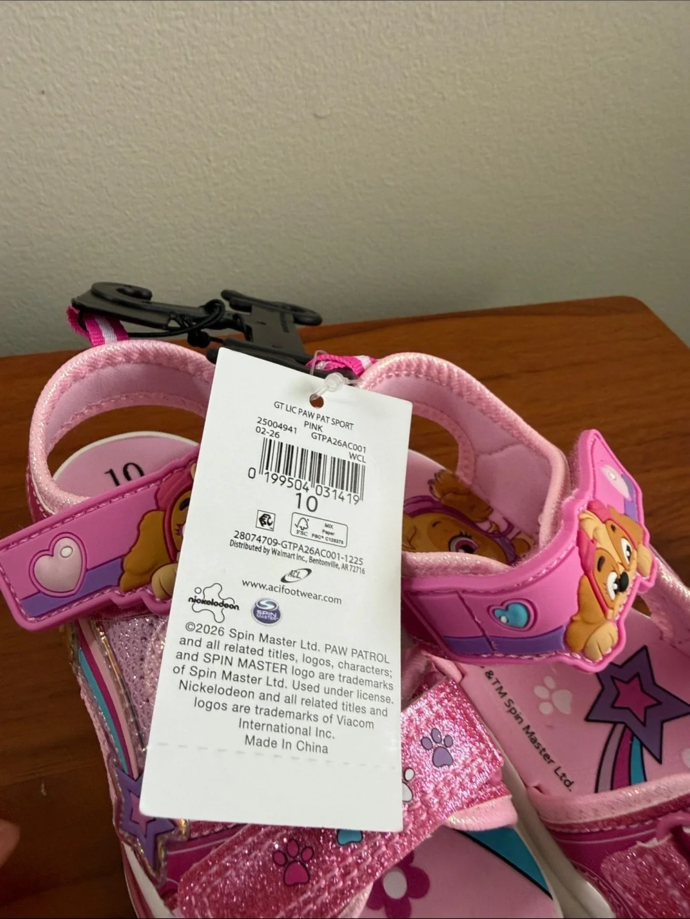Paw Patrol Girls Pink Light-Up Sandals with Character Accents